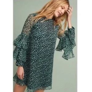 RANNA Gill Anthropologie Flutter Long Sleeve Mini Dress, Size Small